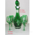 Colored Bottle And Golet Cup Wine Glass Gift Sets / Glassware With Paint, Silk Printing